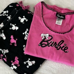 Barbie Pajama Set - Pink Tank Top with Black Poodle Print Bottoms